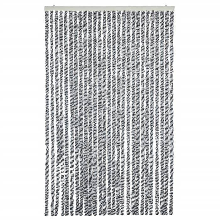 VidaXL Rideau anti-mouches gris et noir et blanc 118x220 cm chenille, rideau anti-mouche de porte, rideau d’insectes de 4004882