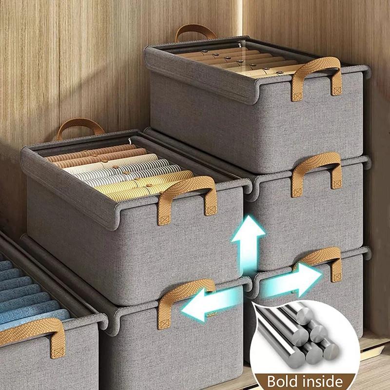 Steel Frame Folding Storage Boxes Dust-proof Moisture-proof Clothes Trousers Socks Home Organization Drawer Wardrobe Storage Box