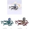Vintage Ocean In Spired Alloy Octopus Brooch With Rhinestone Embellishments For Fashion Accessory