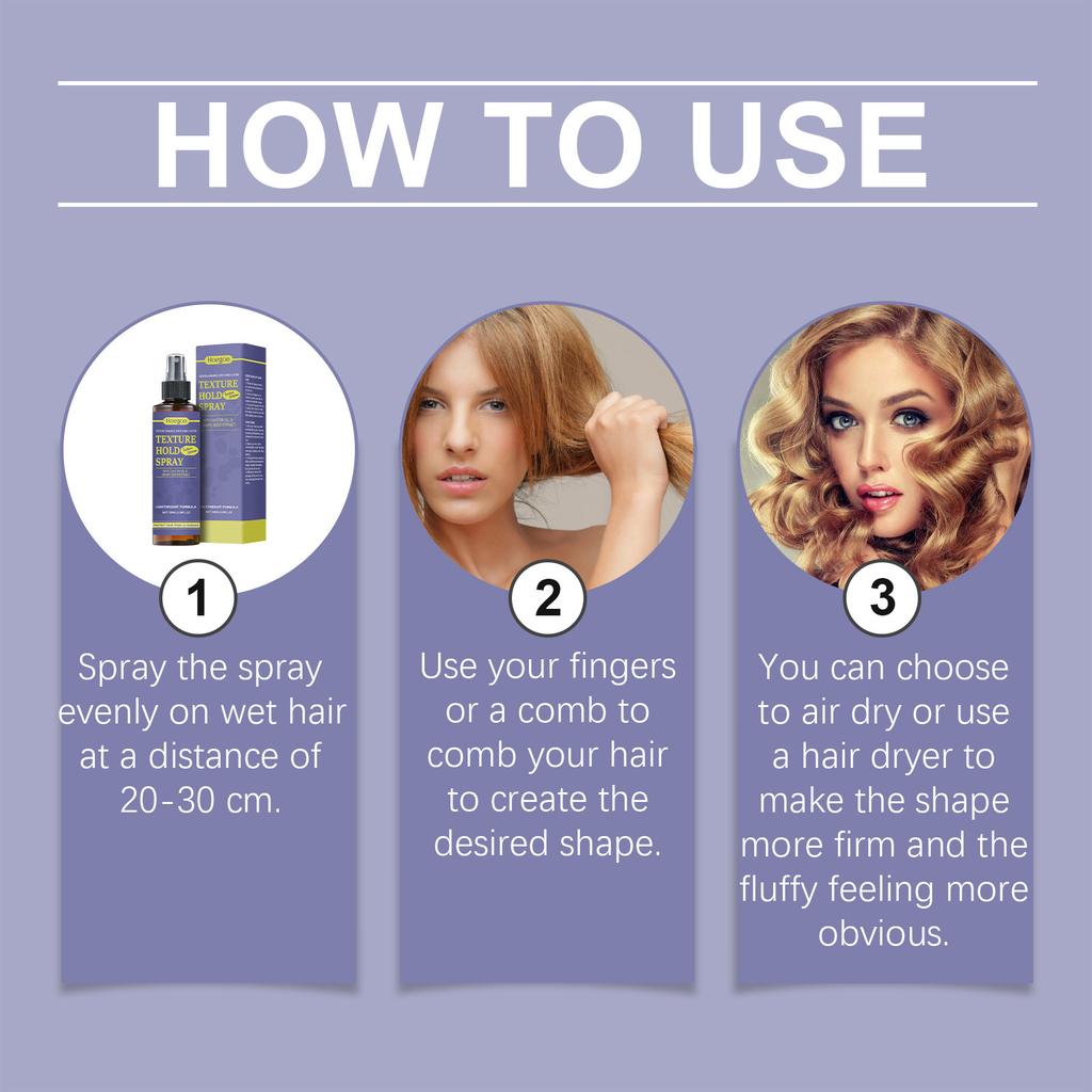 100ml Texturizing Hold Spray with Castor Oil & Shape Seed Extract - Lightweight Formula, 5s Dry, No Residue, Styling & Protection,Hair Styling Product