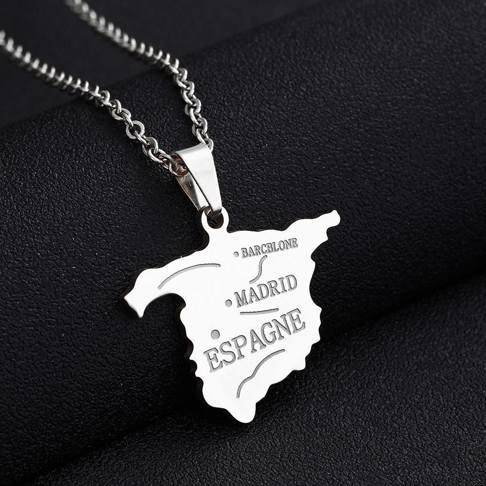 Hot-Selling Geometric Ethnic Style Stainless Steel Necklace with Spain Pendant for Couples