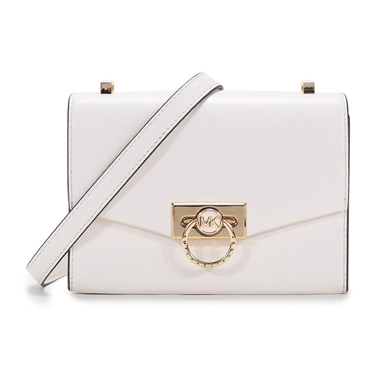 

New MICHAEL KORS Hendri Cow Leather Crossbody Bag, Shoulder Bag Women s Pure White 32F0G1HC0L-085 18.5*7.1*14.0CM