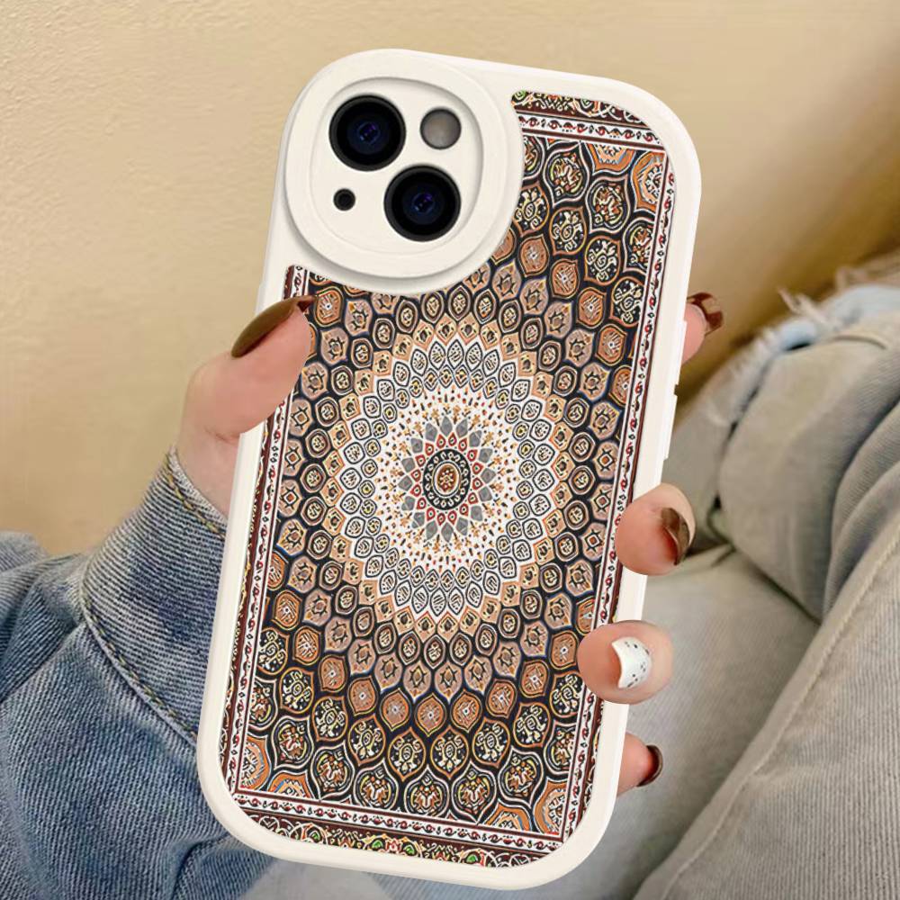 

Persian Carpet Floral Pattern Phone Case For IPhone 16 15 14 13 12 11 Pro Max Plus Leather Soft Cover iPhone 15 pro