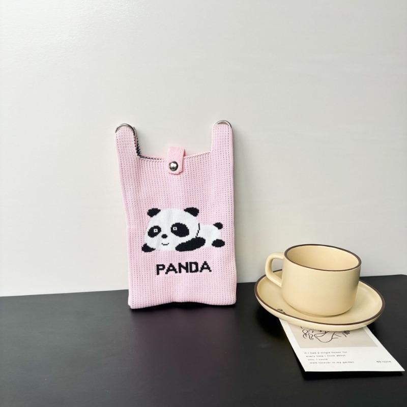 Panda Mobile Phone Bag Cute Knitted Bag High Sense Personality Versatile Dopamine Shoulder Messenger Bag Dopamine Wind