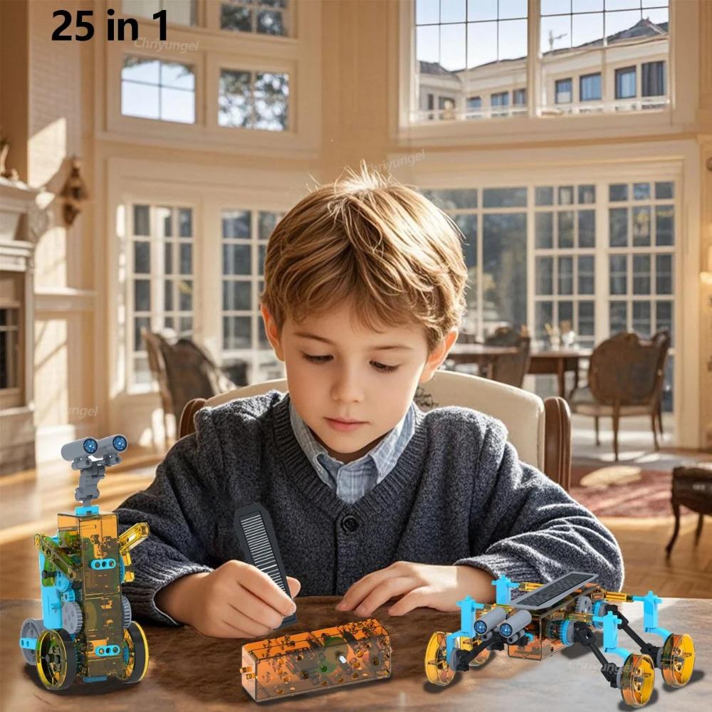 Kit Robot Solare 25 in 1 Giocattoli per Bambini Ragazzi Giocattolo Educativo Fai da Te STEM Esperimento Scientifico Gadget Kit Elettrici di Robotica Regali