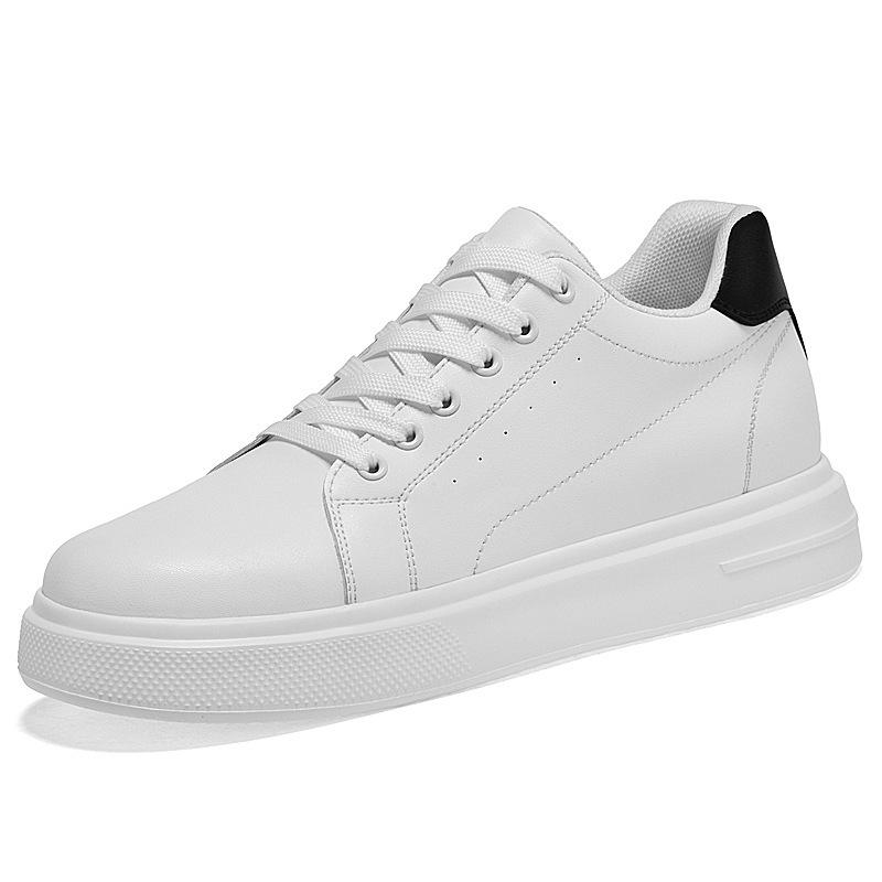 Men's 8CM Height-Increasing Invisible Shoes - Trendy Thick-Sole, Breathable, Fashionable White Sports & Casual Board Shoes