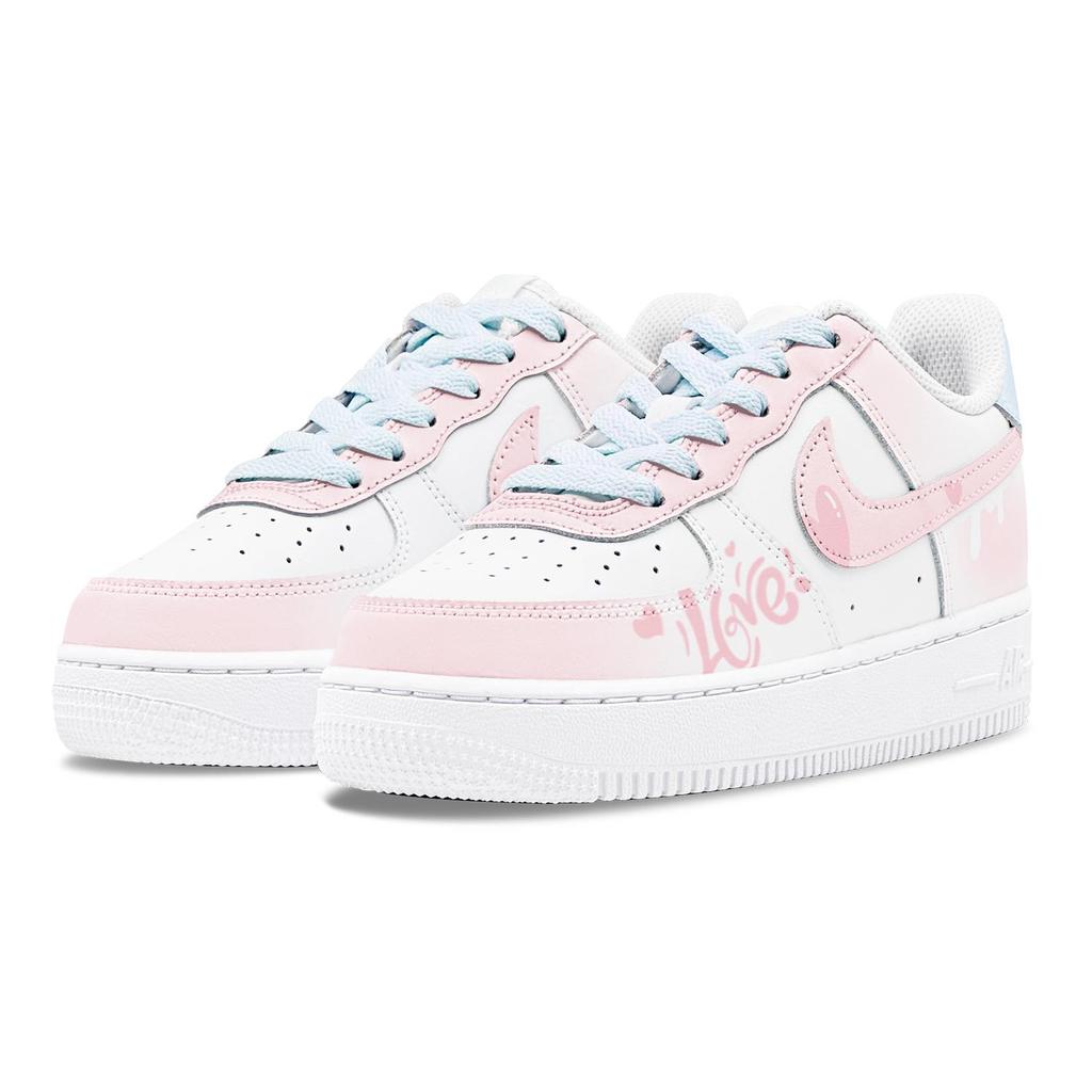 Nike Air Force 1 Air Force 1 Abrasion Resistant Slip Resistant Low top Skateboard Shoes Women's White Pink Blue DH2920-111(Team1655-S-BOX)