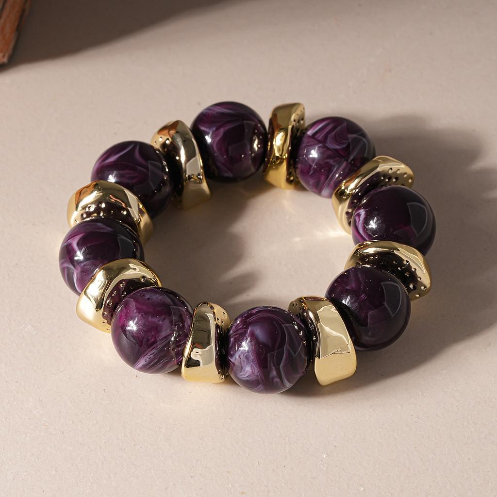 Acrylic Irregular Square Round Beaded Bracelets for Women Multicolor Bohemia Geometric Handmade Bangles Couple Jewelry Travel C