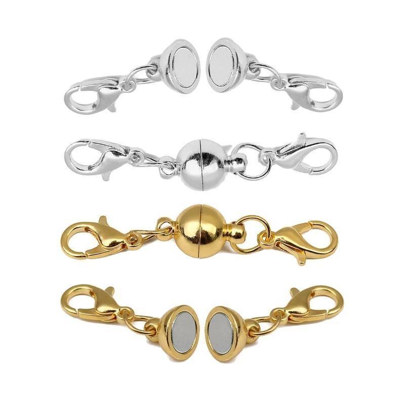 5 Pairs DIY Jewelry Magnetic Clasp Connector with Lobster Clasp for Jewelry Making Findings