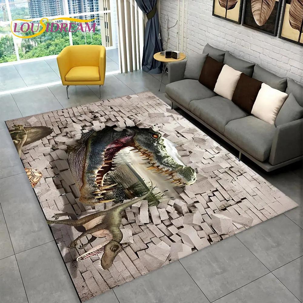 Koberec 3D vizuální iluze pro dinosaury,Koberec pro domácí obývací pokoj Ložnice Pohovka Herna Dekor rohožky,Kid protiskluzové podlahové rohože