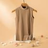 Women's Thermal Velvet Cationic Vest - Slimming Sleeveless, Half-High Collar for Autumn/Winter