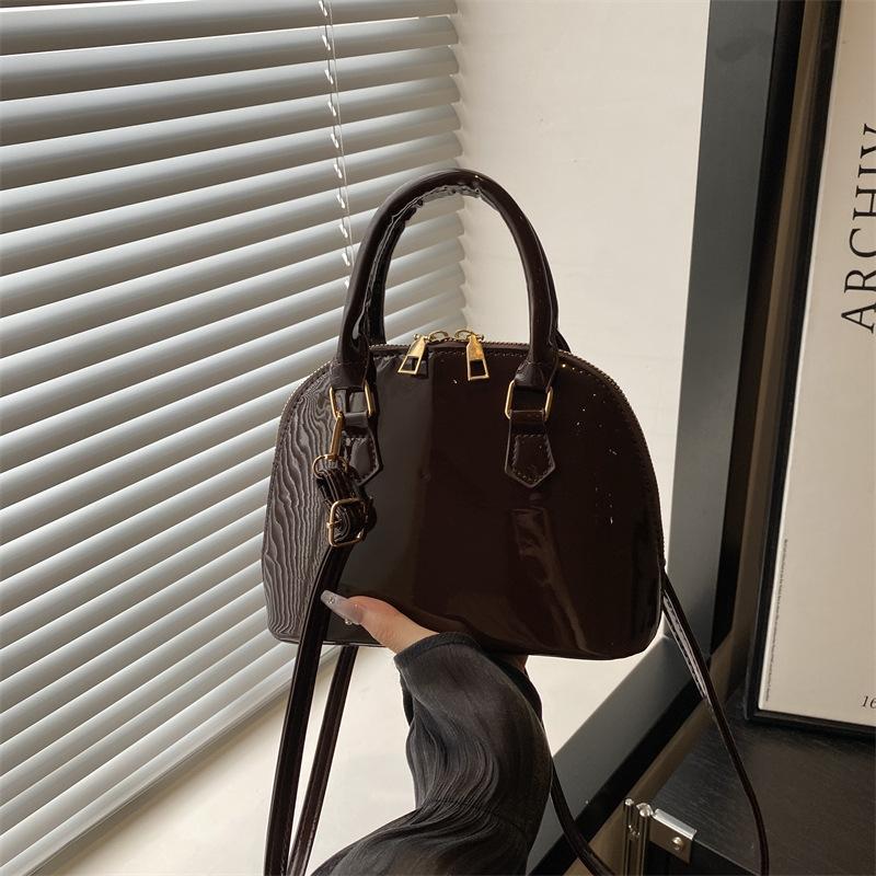 

Portable shell bag solid color simple fashion trend versatile casual retro shoulder messenger bag premium feeling bag