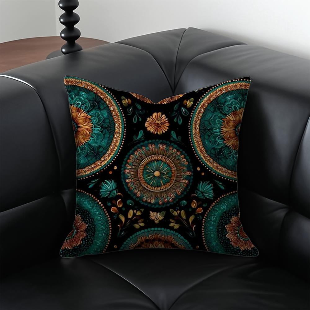Boho Pattern Ethnic Art Cushion Cover Pillow Case Antidustmite Invisible Zipper Silky Plush Cushion