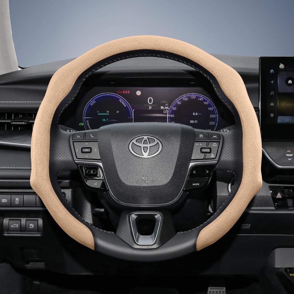 Suitable for Toyota Premium Suede Snap-On Steering Wheel Cover, Non-Slip and Durable Car Accessories, Modified Yaris Auris Chr Corolla Rav4 Hilux Wish