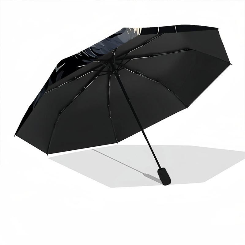 1pc Moonlit Cat Night Scene Auto-Fold Umbrella with One-Touch Open/Close - 8 Reinforced Ribs for Windproof Stability,  Yy251118127