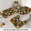4pcs Fabric Splicing Christmas Cat Print Bathroom Set 180x180 Waterproof Shower Curtain, Floor Mat, U-shaped Mat, Toilet Mat