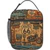American Vintage Route 66 Lunch Bag for Mens Womens Insulated Reusable Lunch Box with Adjustable Shoulder Strap