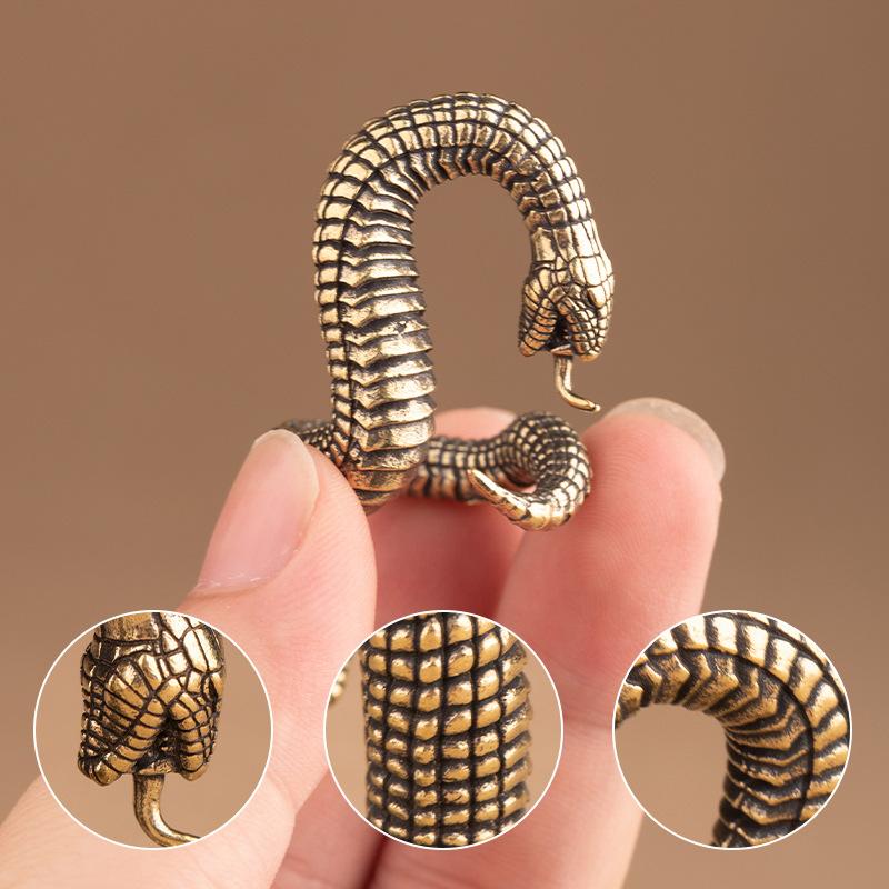 1 Pc Brass Copper Snake Desk Decorations Home Decor Ornaments Creative Animal Statue Crafts Vintage Miniatures Figurines