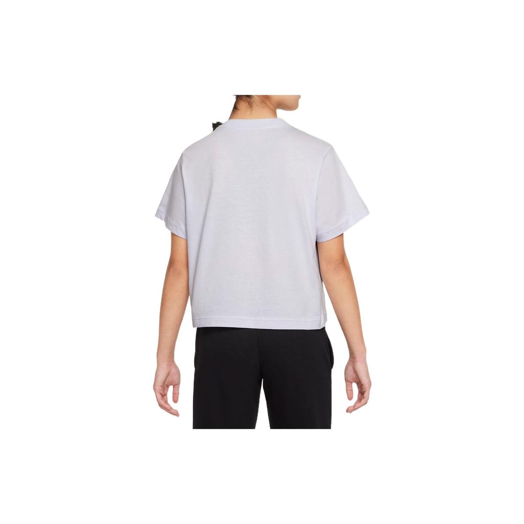 Nike Sportswear Logo Embroidered Short Sleeve T-Shirt Kids Tops White Blue DH5750-085