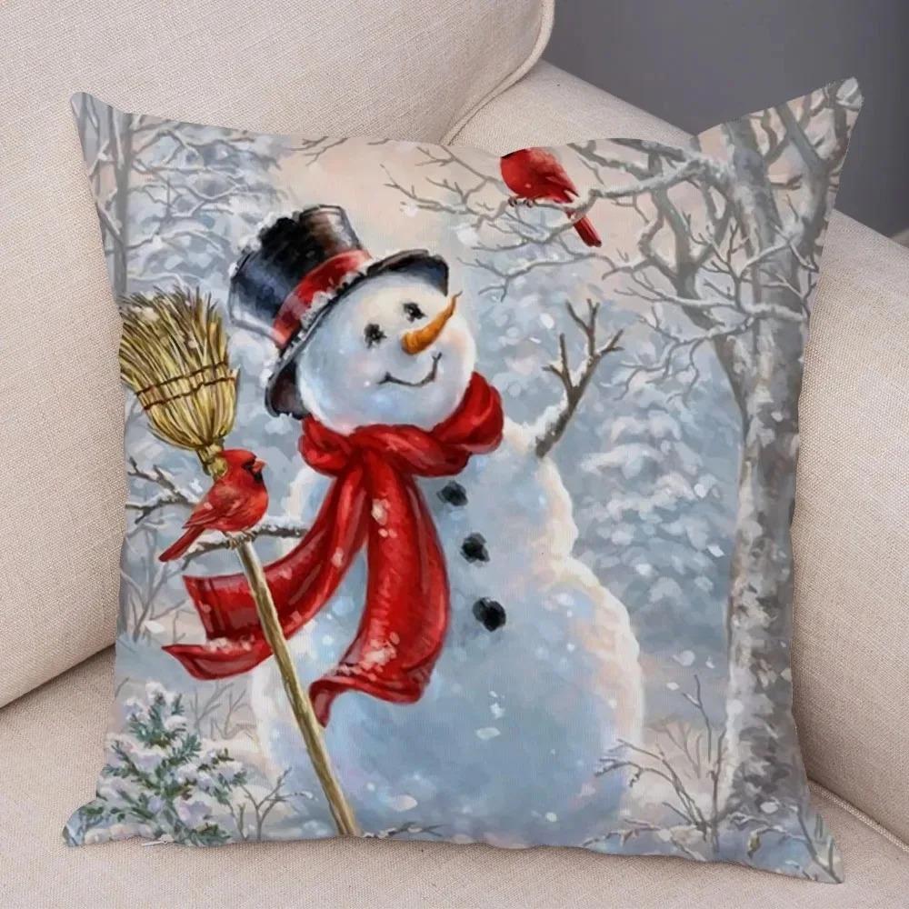 Christmas Themed Pillowcases Car Accessories Office Santa Claus Living Room Sofa Home Pillowcases