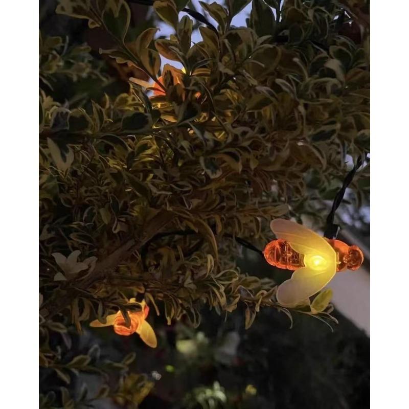 Solar-Powered 8Mode LED Bee String Lights Cute Honeybee Fairy Lamp for Outdoor Garden Decor Lighting Christmas Wedding Party