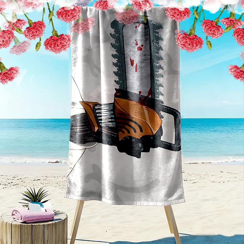 Chainsaw Man Print Beach Towel, Large Soft Quick Dry Towel for Beach Camping Swimming