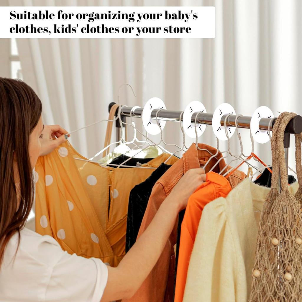 16 Pcs Clothing Size Dividers,Size Rings for Clothing Racks Round White Plastic Clothings Sizes Closet Rack Dividers Hangers Pre-Labeled (XXS-XXXL)