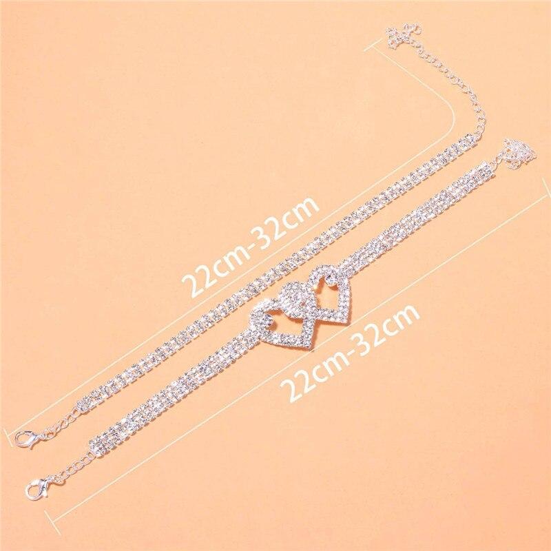 Adjustable Heart Shap Pendant Chain Women's Anklets Silver Gold Color Luxury Bracelet on Leg Accessories Party Fashion Jewelry