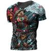 Shogunate Japanese Samurai Print Harajuku Fashion Men Round Neck Short Sleeve T-shirt Loose Comfortable Oversized Top Quick Dry