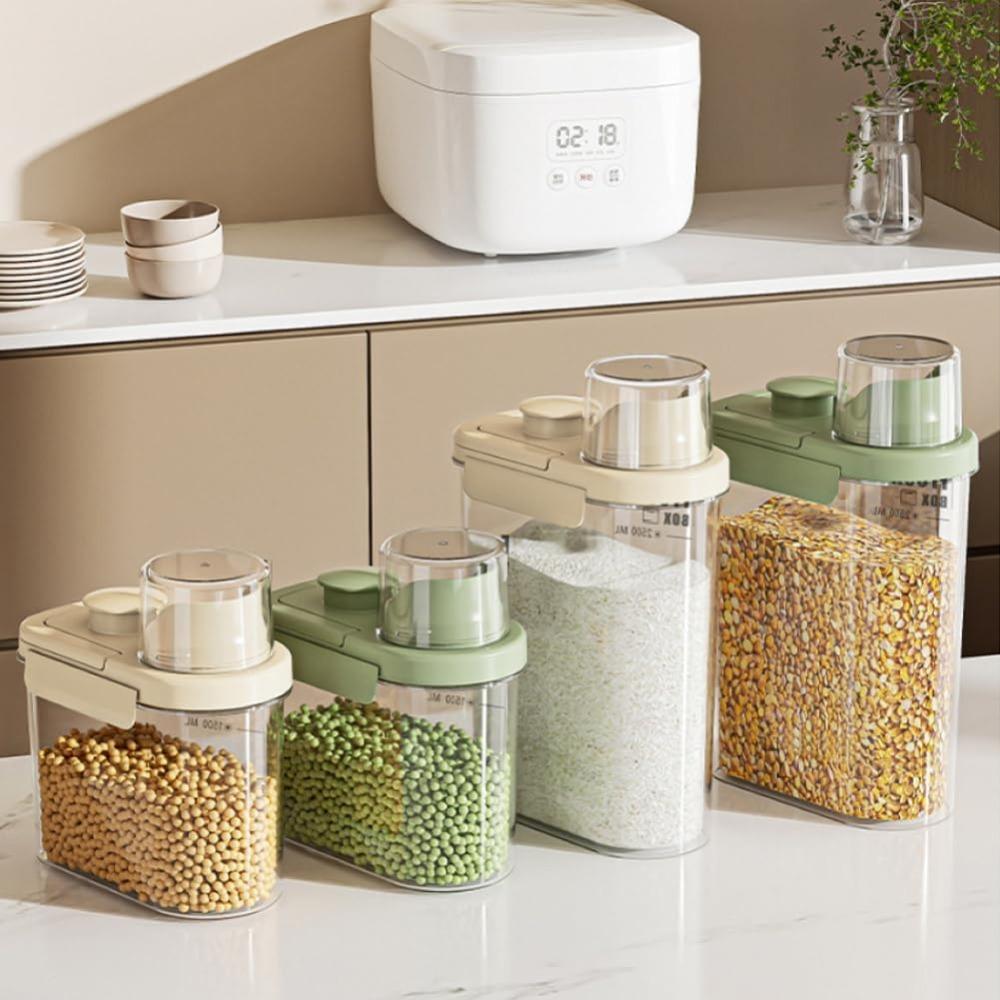 Large Capacity Sealed Grain Storage Tank - Moisture Proof Flour Rice Bucket with Pour Spout Dispenser for Dry Food