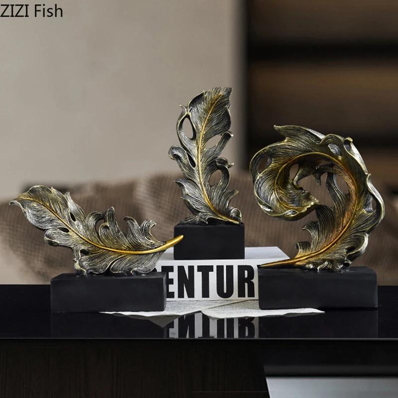 Migoczące Pióra Feniksa Ozdoby Dzieło Sztuki Dekoracja Biurka Żywiczne Rzemiosło Kreatywna Rzeźba Pióra Estetyczna Dekoracja Pokoju