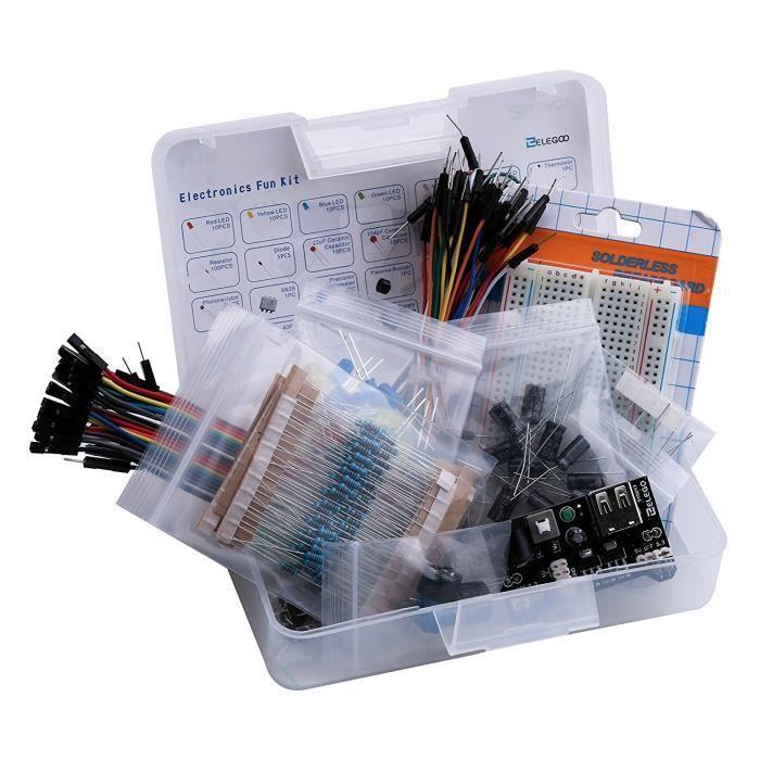 Elegoo Fun Electronic Kit Breadboard Cable Resistor Capacitor LED Potentiometer for Arduino Learning Kit, UNO, MEGA2560, R