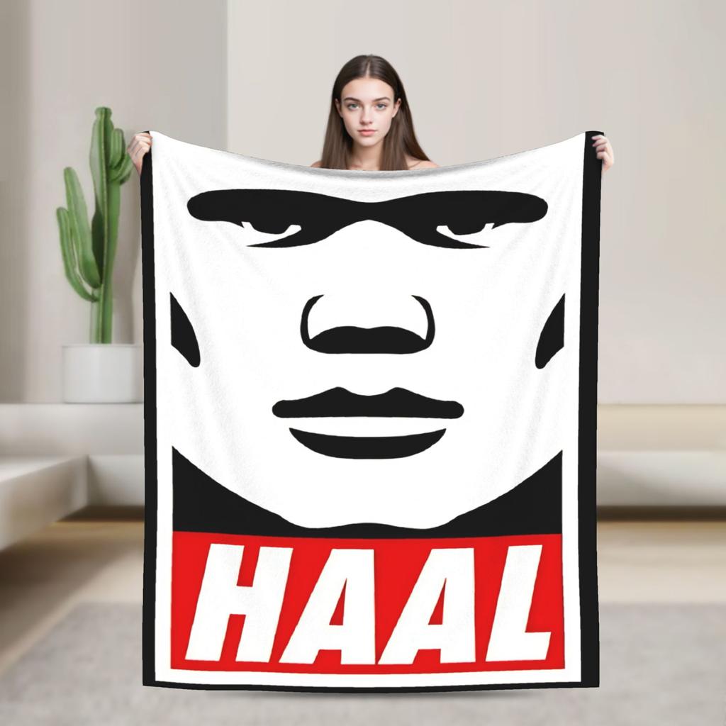 Smug Haalands Face Blanket Soccer Football Fleece Novelty Soft Throw Blankets for Bed Sofa SpringAutumn