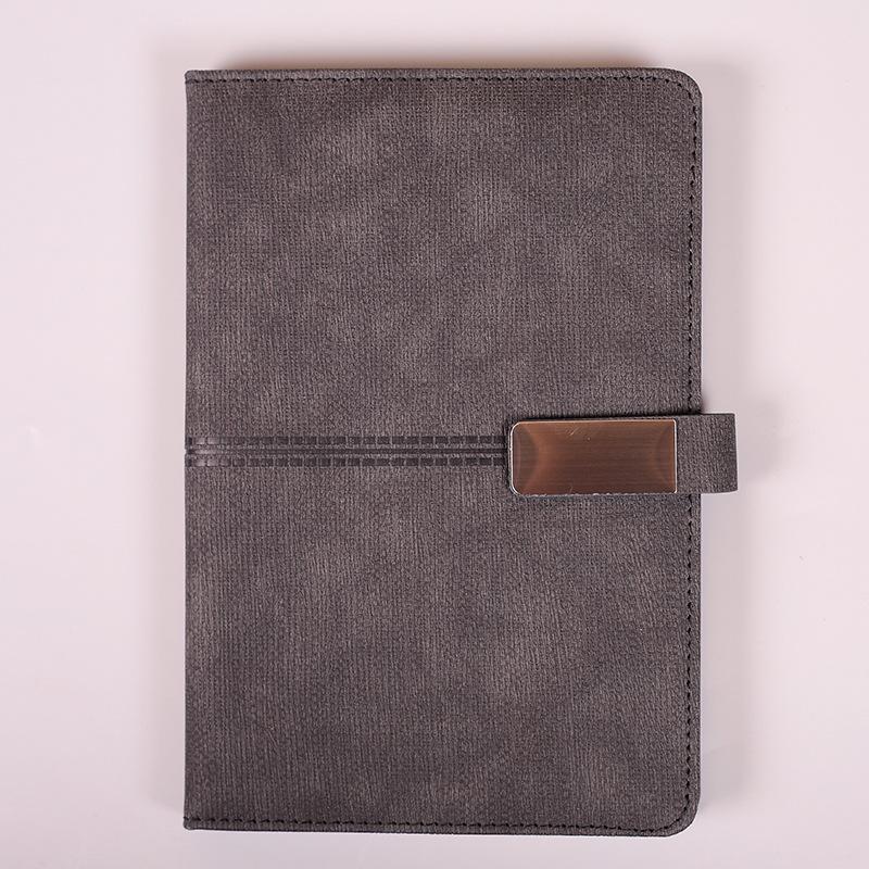 A5 Imitation Leather Creative Buckle Meeting Notepad Business Office Notebook 100 Sheets Simple Style Diary Printed
