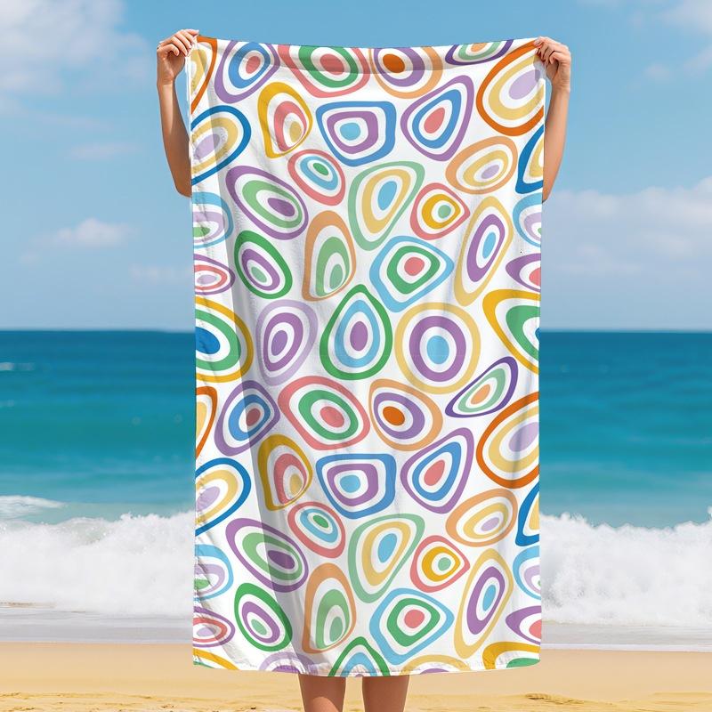 Orange Purple Tie Dye Swirl Beach Towel Lightweight Microfiber Quick Dry Summer Bath Towel