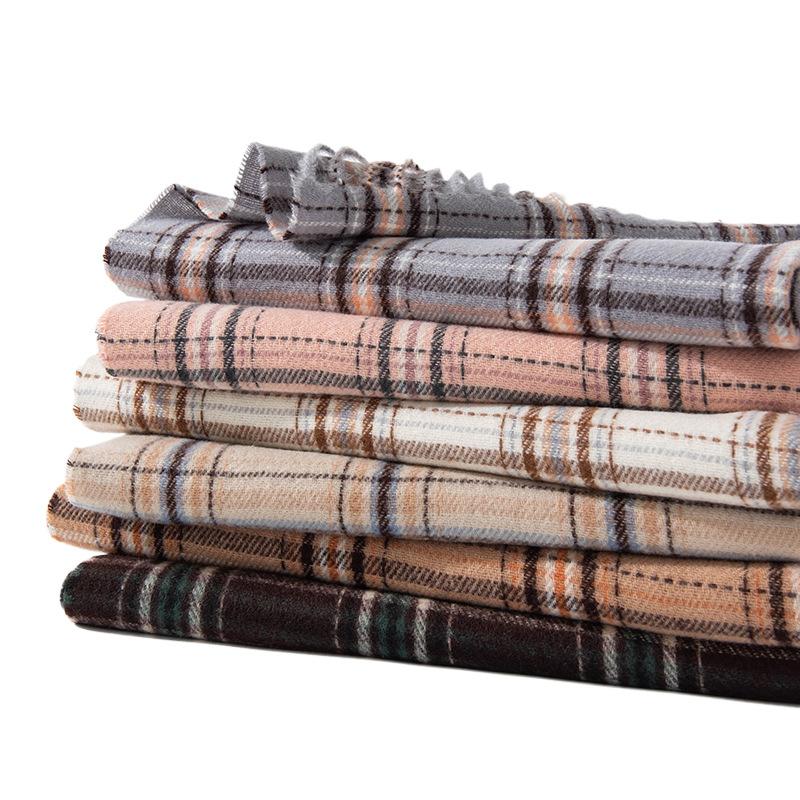 Scarf New Imitation Cashmere Retro Scarf Women's Korean Autumn and Winter Plaid Scarf Tassel Shawl Scarf