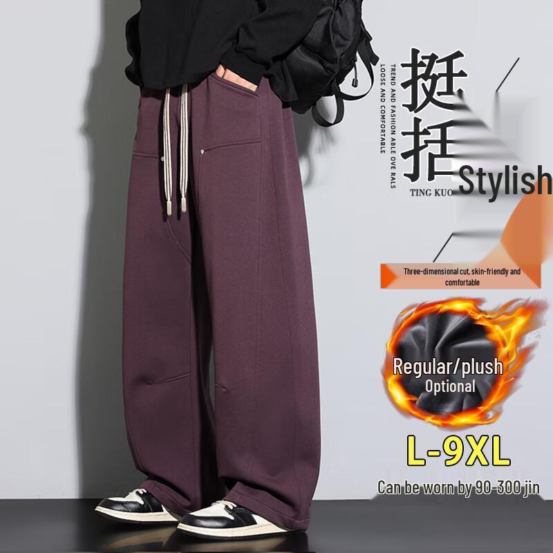 

Мужские вязаные спортивные брюки свободного кроя с прямыми штанинами и флисовой подкладкой 8XL