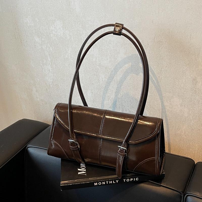 

Бургундские сумки через плечо под мышкой для женщин, однотонные, из искусственной кожи, большой вместимости, повседневная сумка-тоут, новые роскошные сумки для поездок на работу 32x10x15cm кофейный