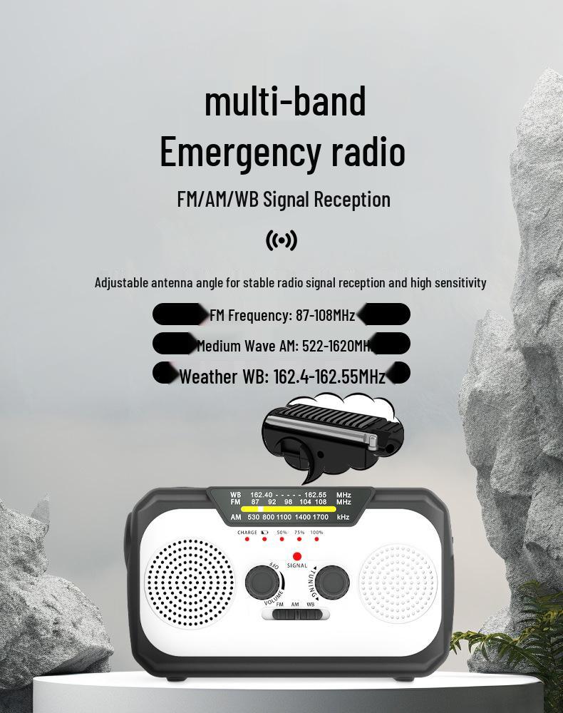 Solar Hand-Crank Emergency Radio with SOS Alarm for Outdoor Use