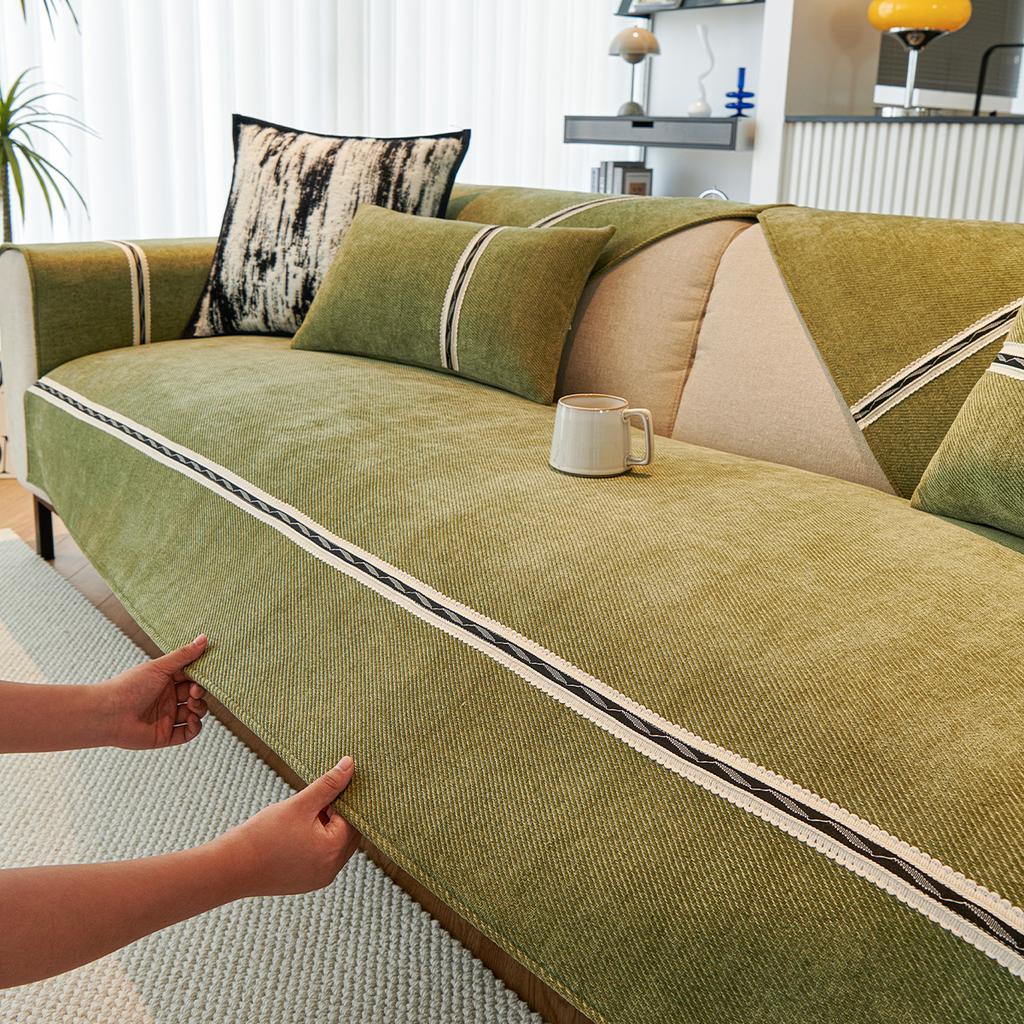 Nordic Sofa CushionFour Seasons Universal Sofa Cushion Chenille Modern Simple Sofa Cushion Solid Color Non-Slip Couch Cushion