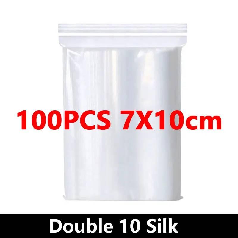 100Pcs Thicken Zipper Sealed Bags Clear Plastic Storage Bag For Small Jewelry Food Packing Reclosable Sealing Bags