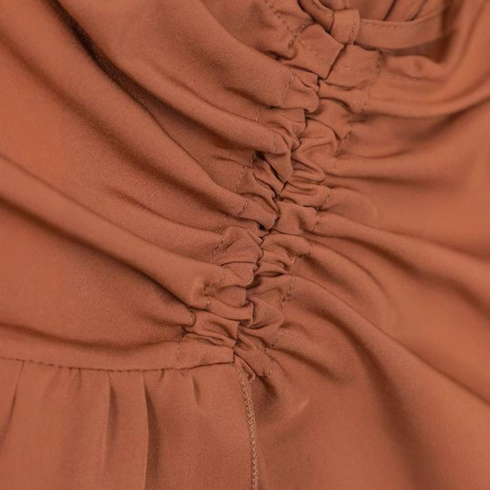 Women Spring Fall High Waist Gathered Bodycon Skirt with Ruffle Hem & Draped Detail