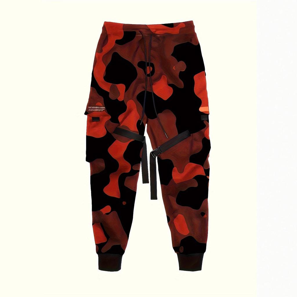Outdoor Sports Casual Pants, Camouflage Pants, Middle-aged and Young Men's Leg Tied Pants, Straight Leg Pants