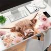 Large Extended Gaming Mouse Pad 1pc Floral Highland Cow Design NonSlip Rubber Base Desk Mat For Precision And Comfort