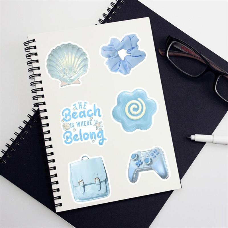 10 30 50 Stück Kawaii Hellblau Mädchen PVC Haftsticker Ästhetisch DIY Farbige Handy Laptop Gepäck Skateboard Graffiti Aufkleber