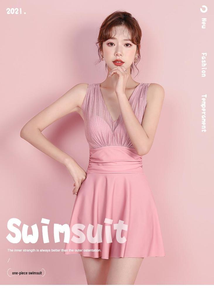 2026 Women's Fairy Style Slimming One-Piece Swimsuit - Tummy Concealing & Conservative for Summer Swimwear