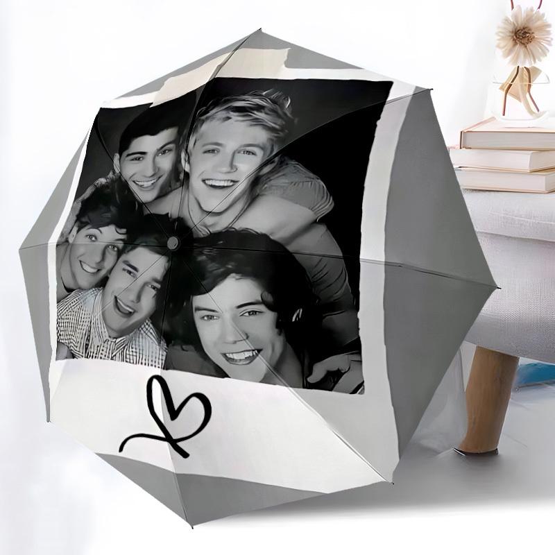 1pc One Direction Music Band Automatic Open/close Folding Portable Umbrella with 8-Rib Structure for Women/Men, All-Season Use a0901118