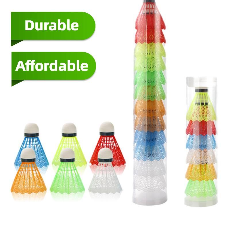 Jenorway Bunte Plastik-Badmintonbälle im Eimer Ideal für Kinder Schaumstoffballköpfe Vollrund Federstil