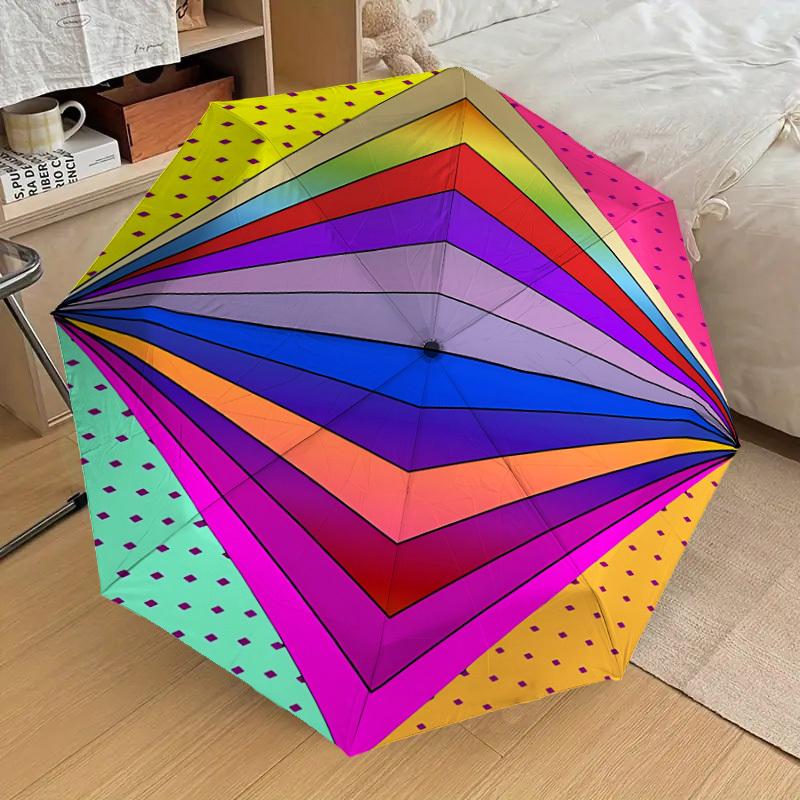

1pc Colorful Diamond Pattern Automatic Folding Umbrella, Casual Outdoor Accessory, Birthday Festival Gift yy251126157