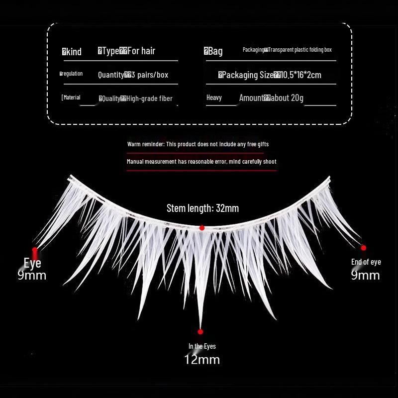 M331 White Comic Anime Character False Eyelashes for Stage and Cosplay